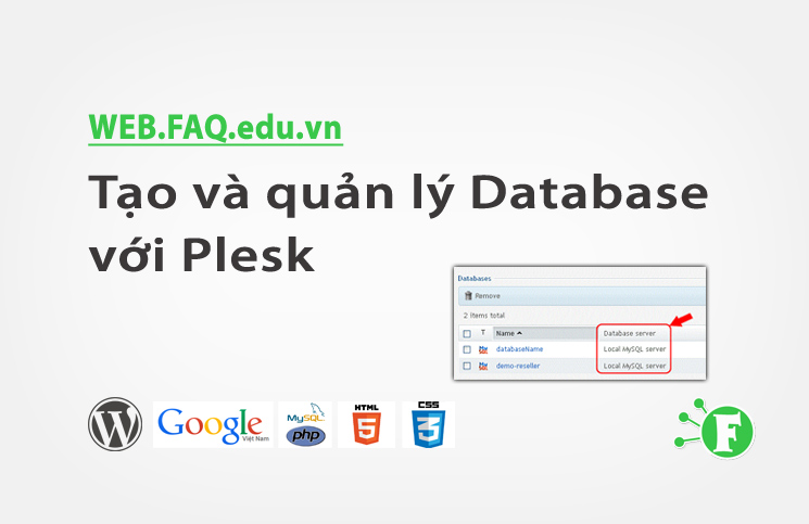 Tạo và quản lý Database với Plesk